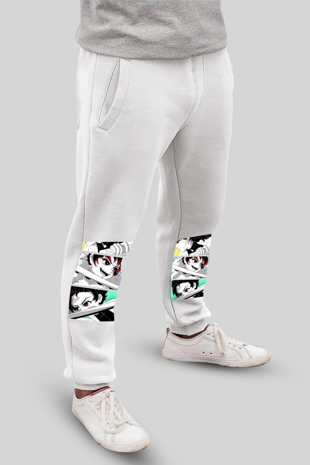 Anime Faces White Jogger – Styched Fashion - Main Image