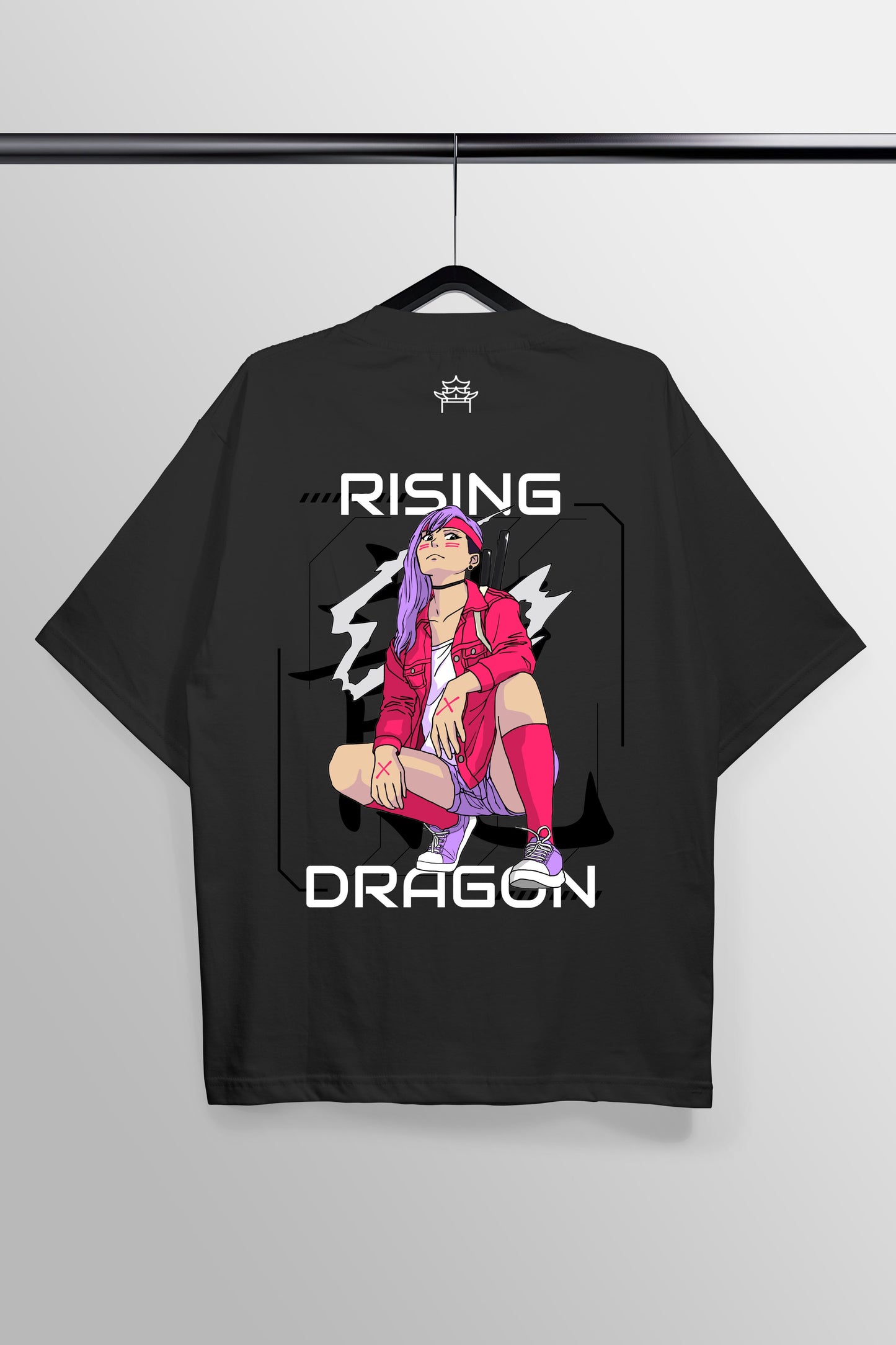 Rising Dragon Black Oversized Tee