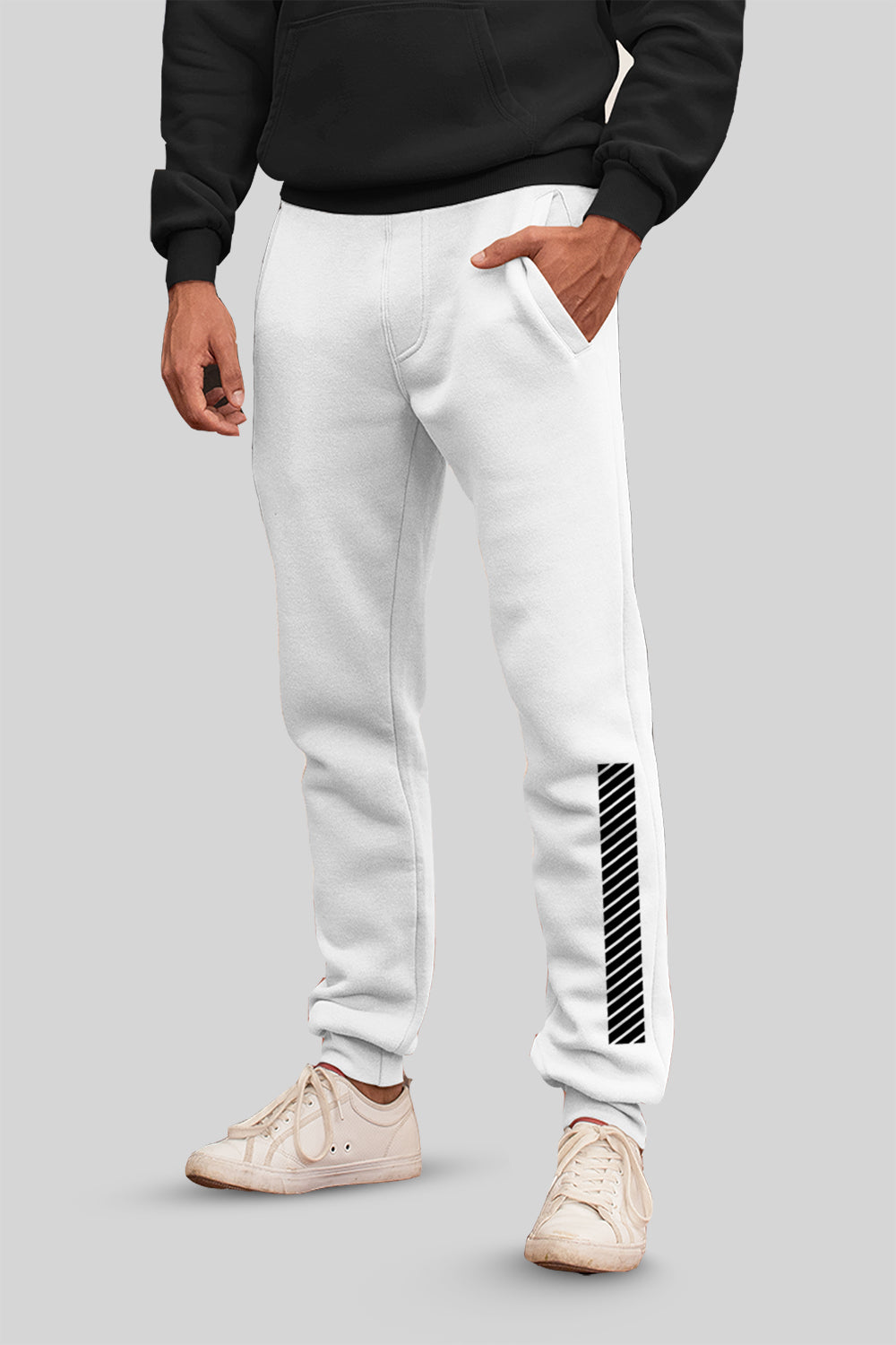 Bars Print White Jogger