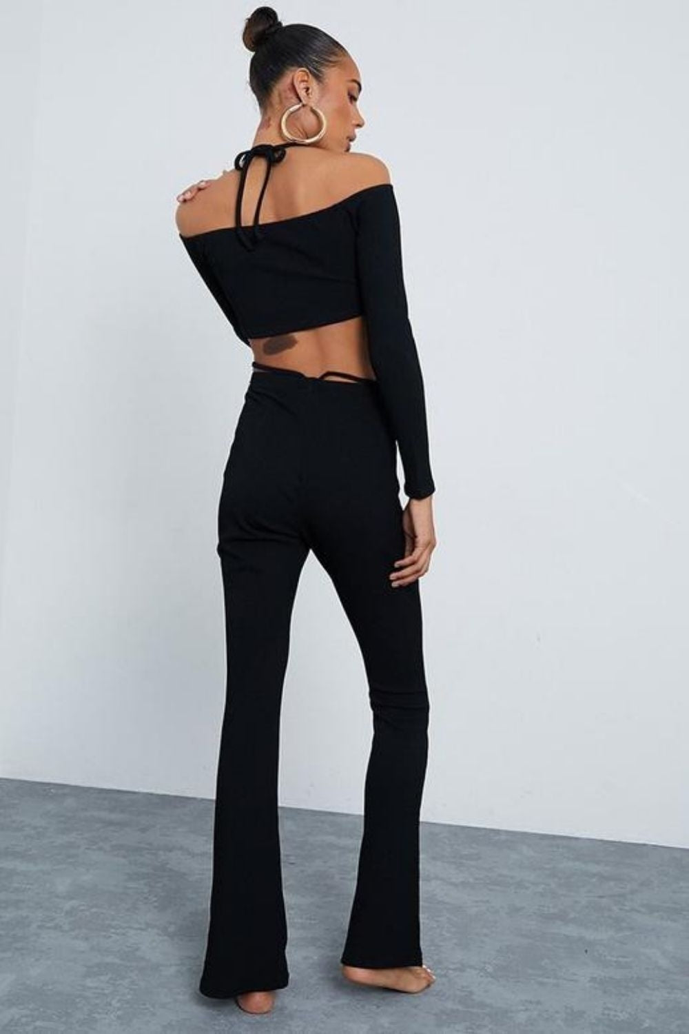 Black Rib Crop Top
