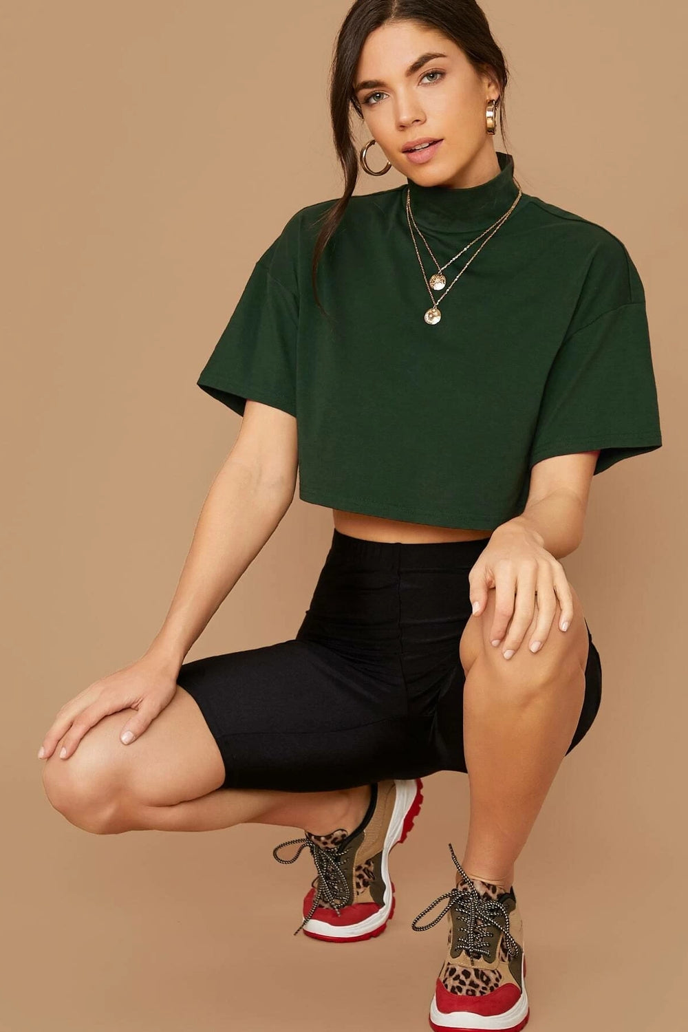 Boxy Dark Green Crop Top – Styched Fashion