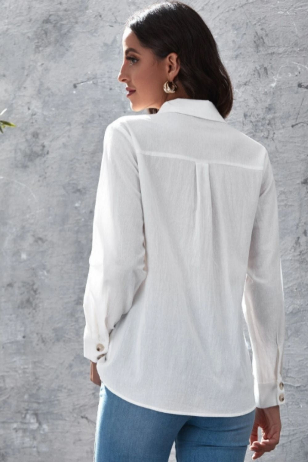 Button Up Solid Blouse