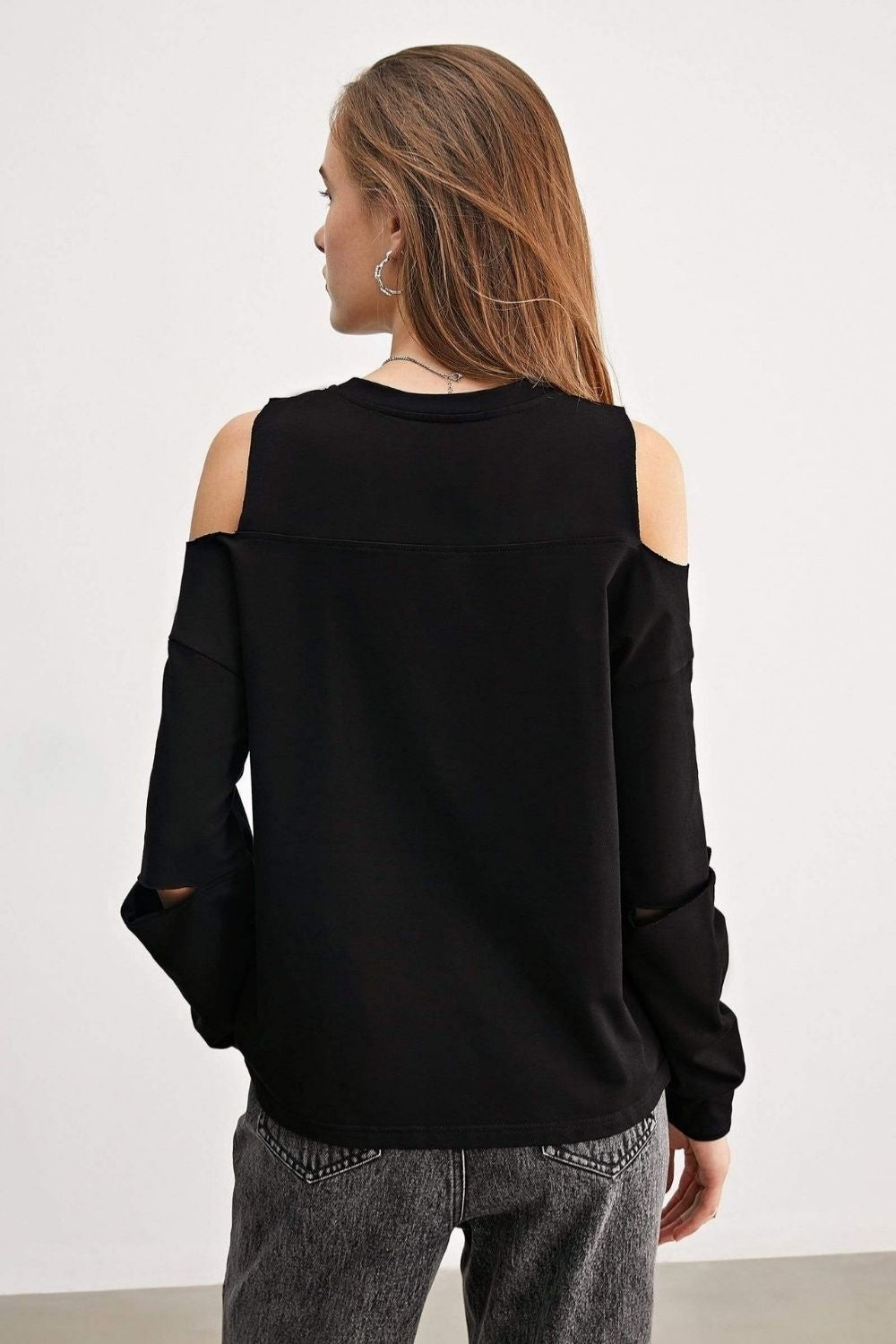 Cold Shoulder Black Tshirt