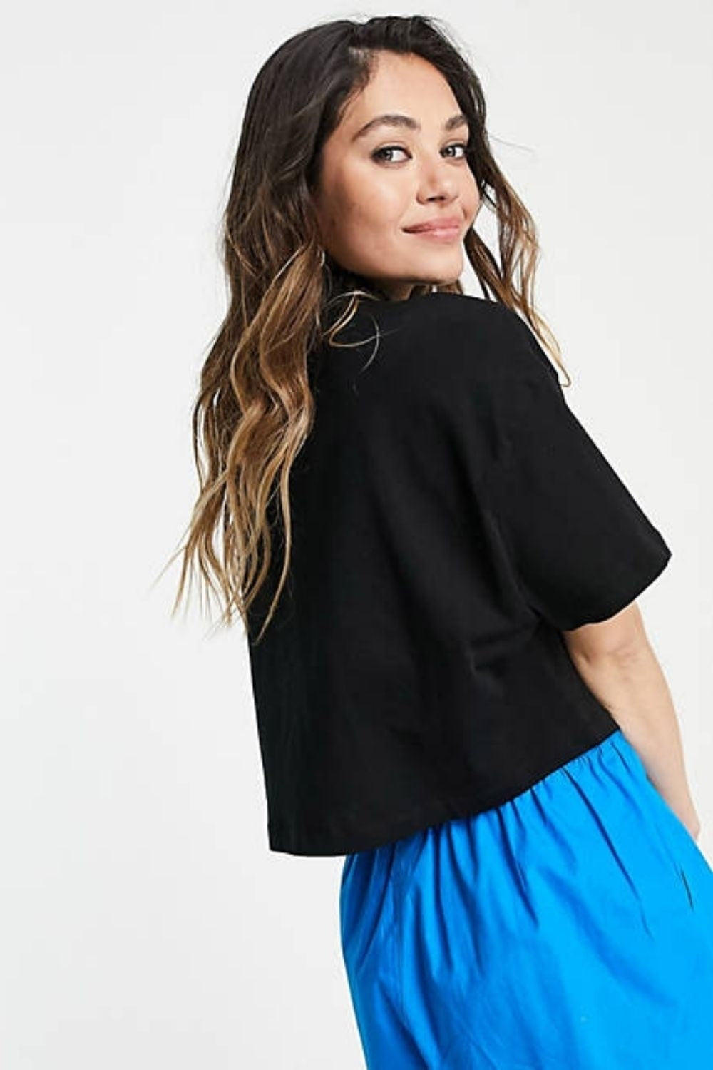Cropped Boxy Polo With Short Sleeve In Black