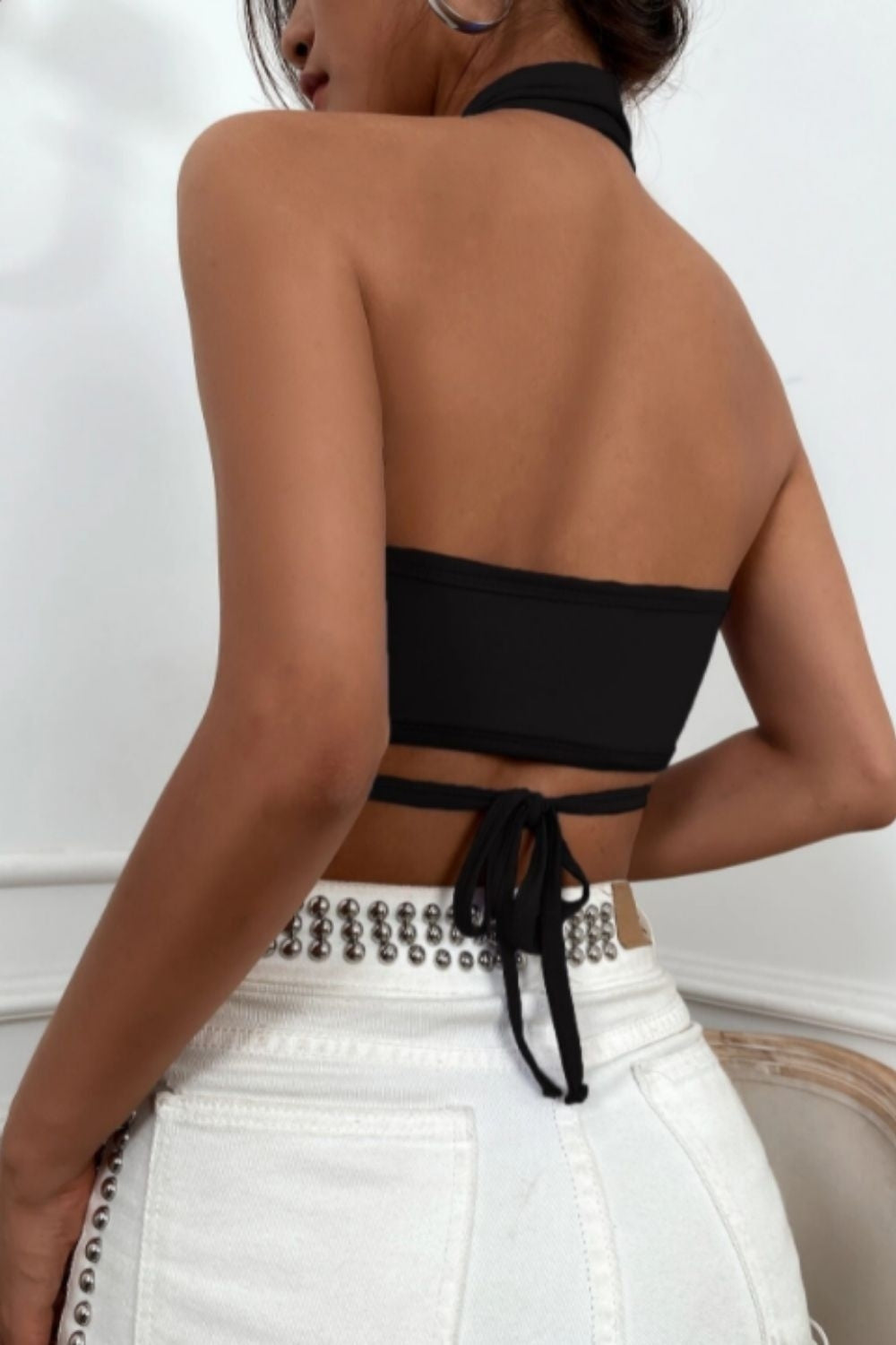 Halter Neck Backless Crop Top