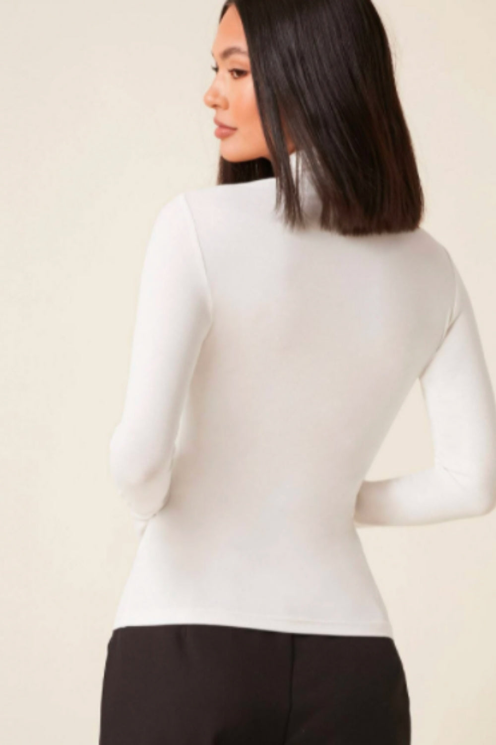 High Neck Solid Fitted Tee