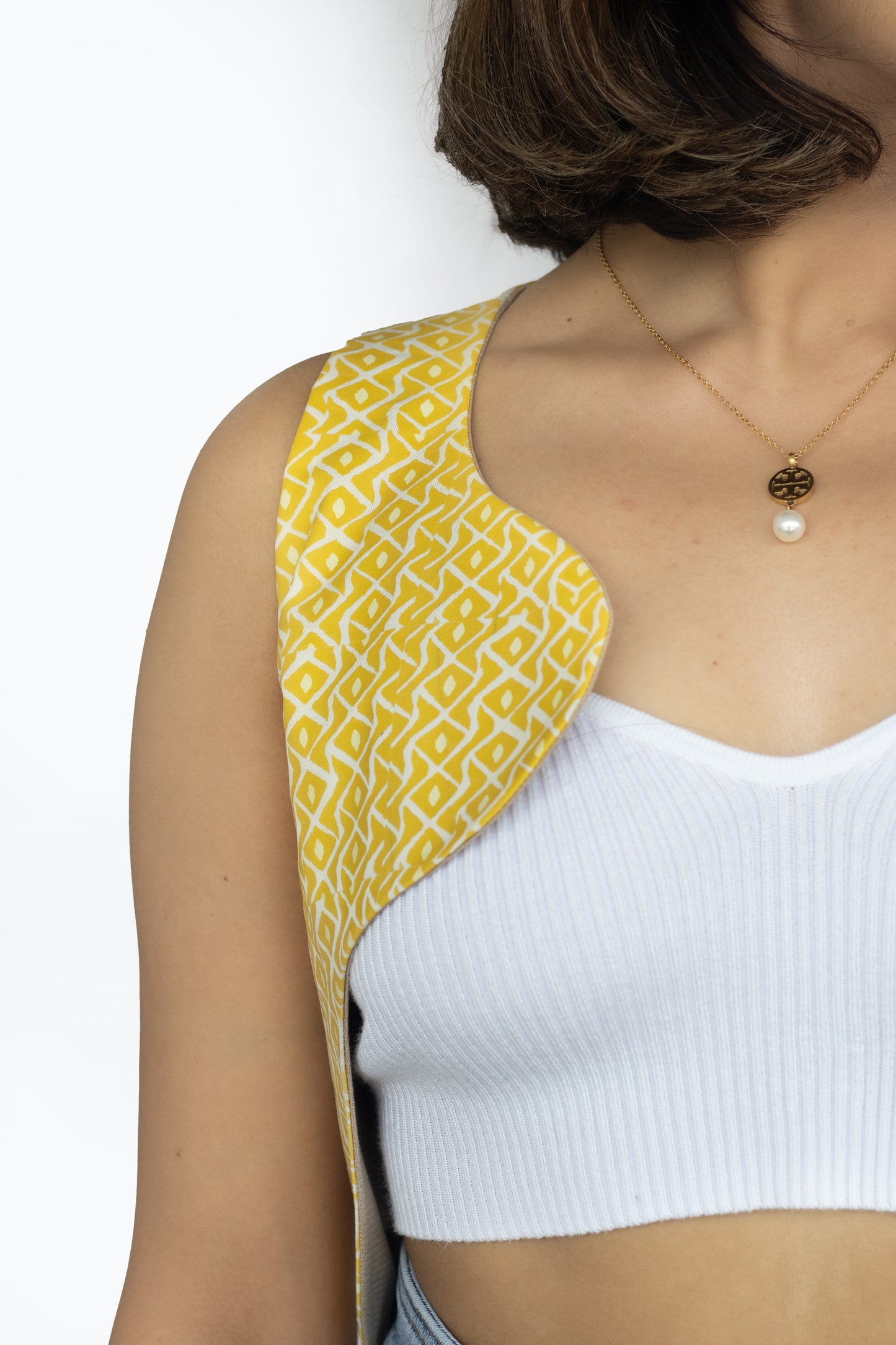 Svetlo Yellow Printed Waist coat