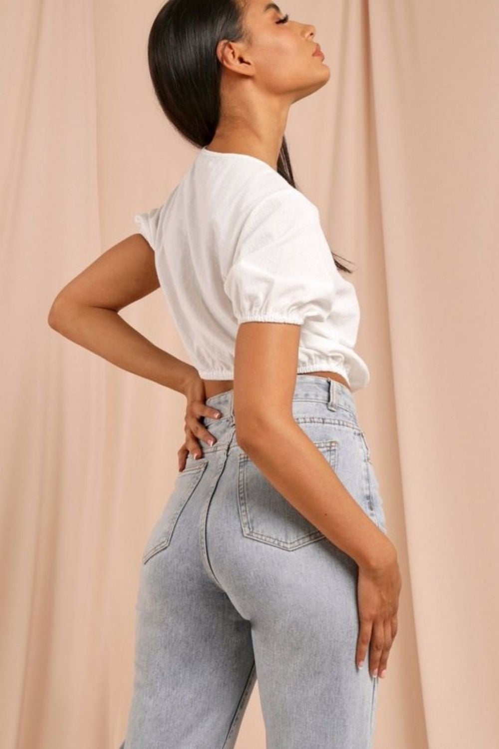 Open Cut Front White Crop Top