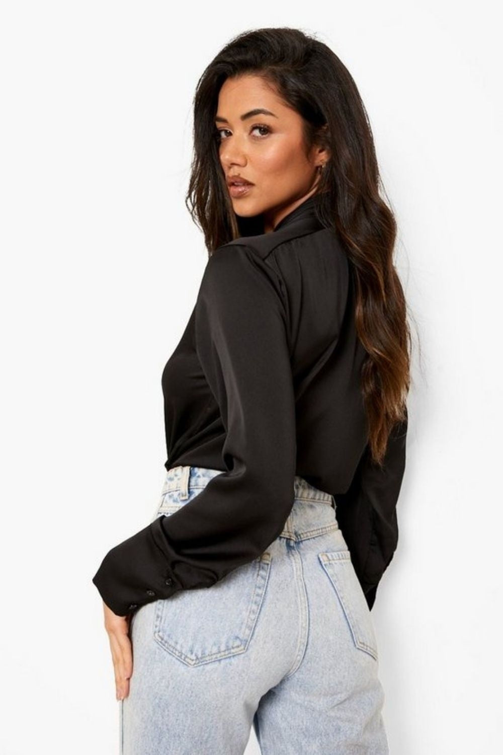 Satin Drape Wrap Front Bodysuit