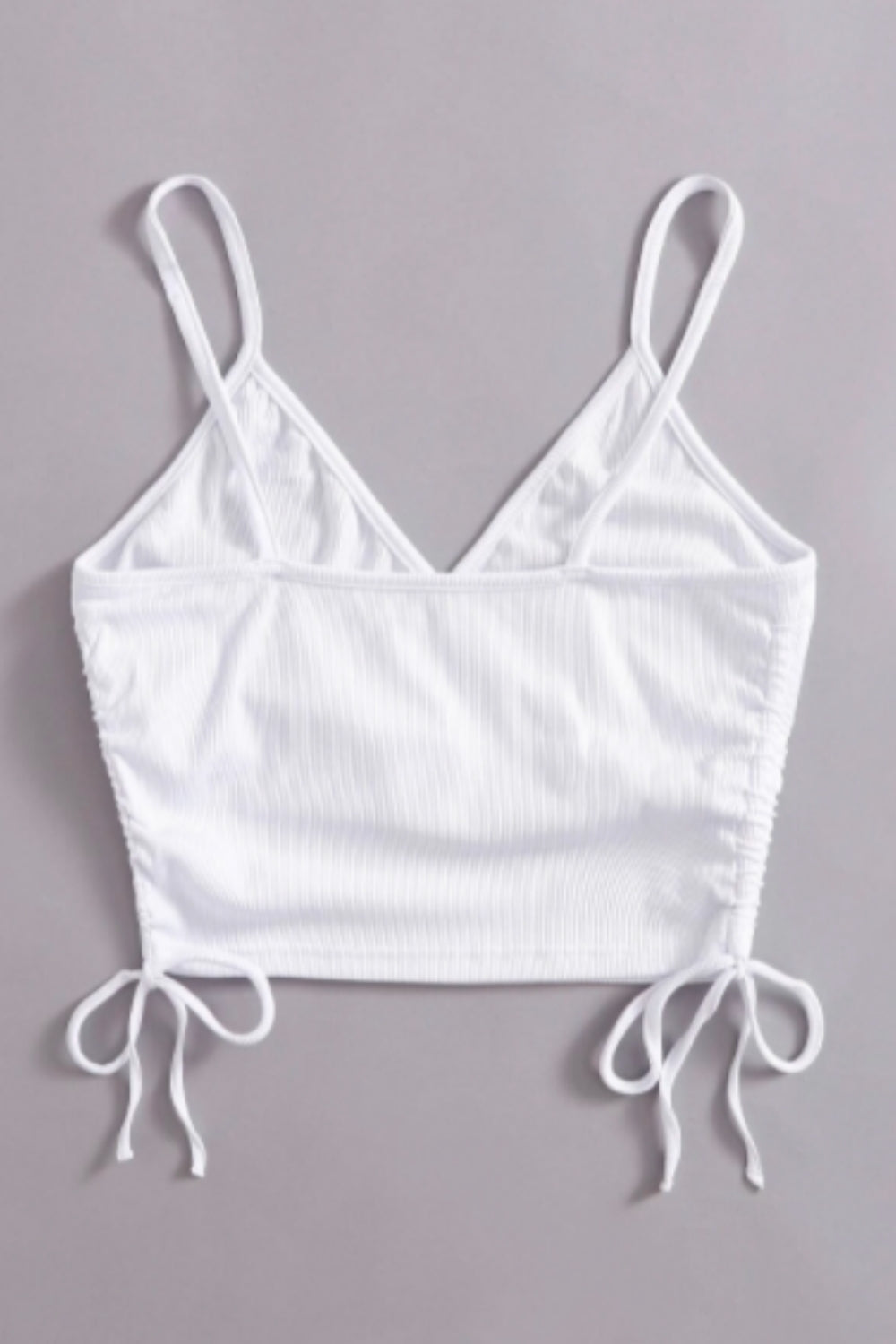 Solid Drawstring Ribbed Crop Cami