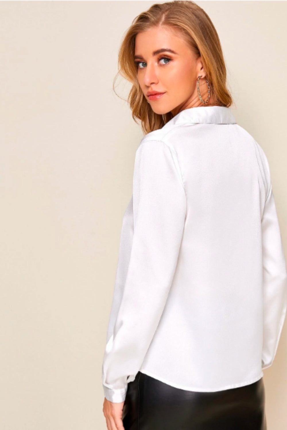 Solid Satin Blouse White