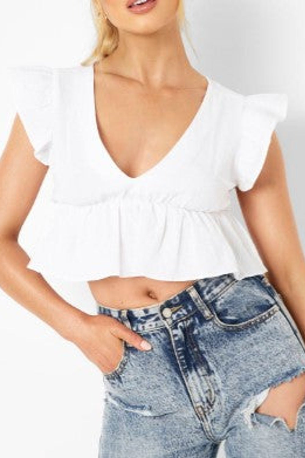 white peplum crop top