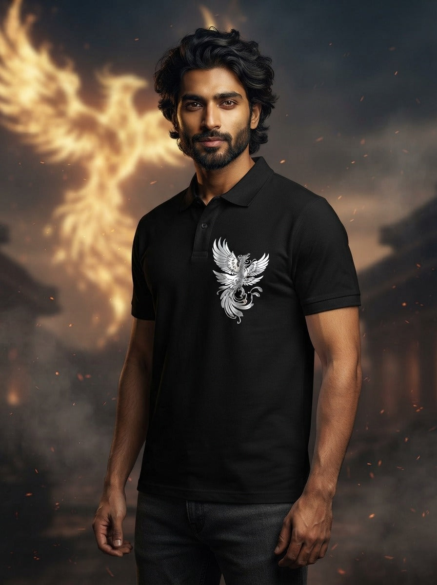 Silver Phoenix Black Polo