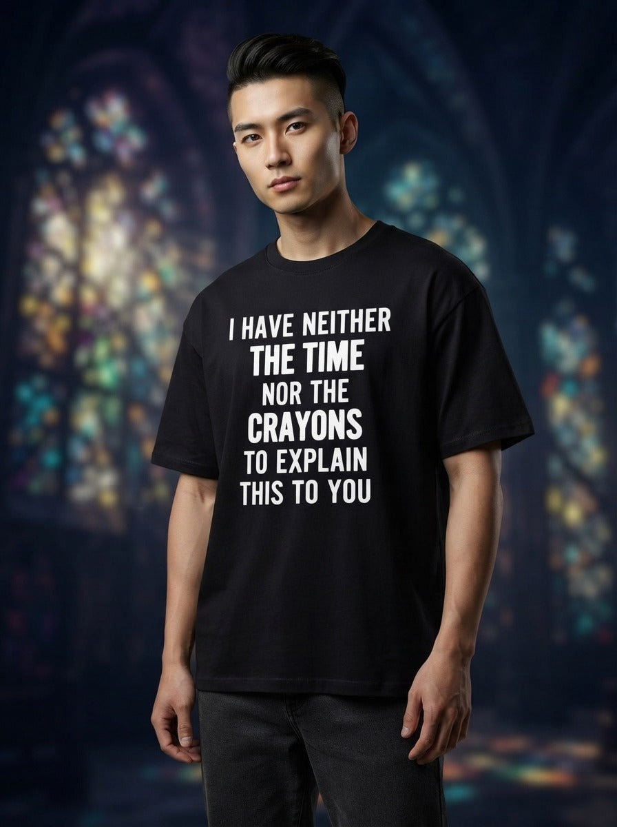 Time Crayon Black Oversized Tee
