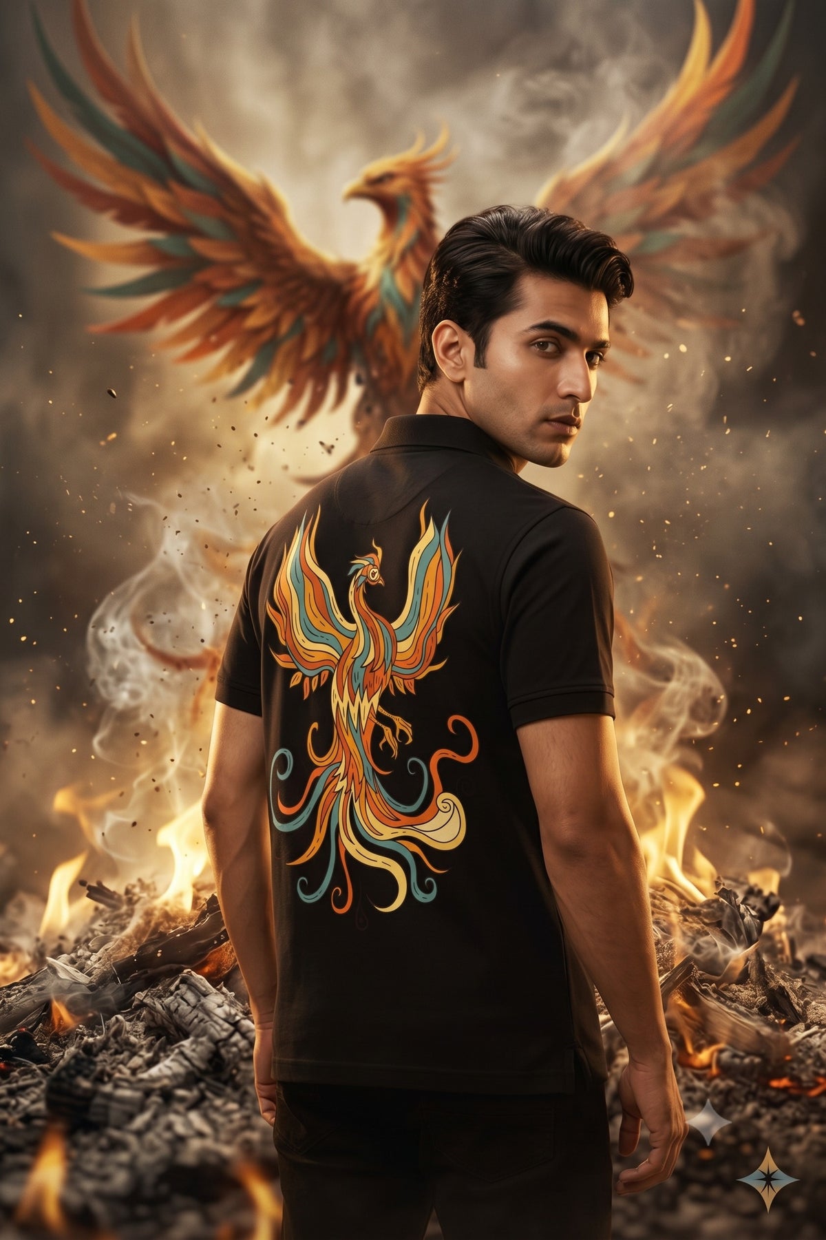 Phoenix Rise Black Polo