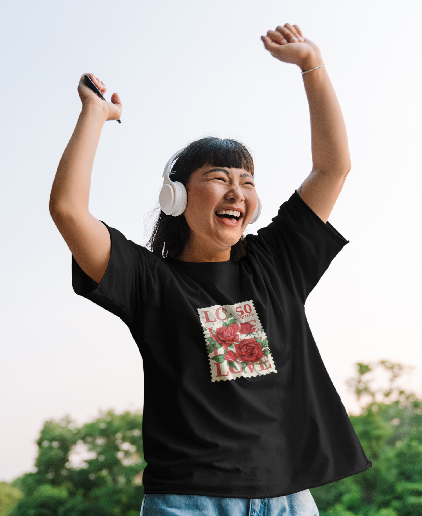 Love Stamp Oversized Womens Tshirt Black