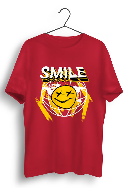 Smile Graphic Printed Red Tshirt