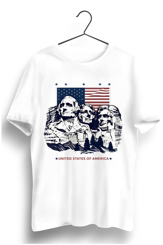 USA Graphic Printed White Tshirt