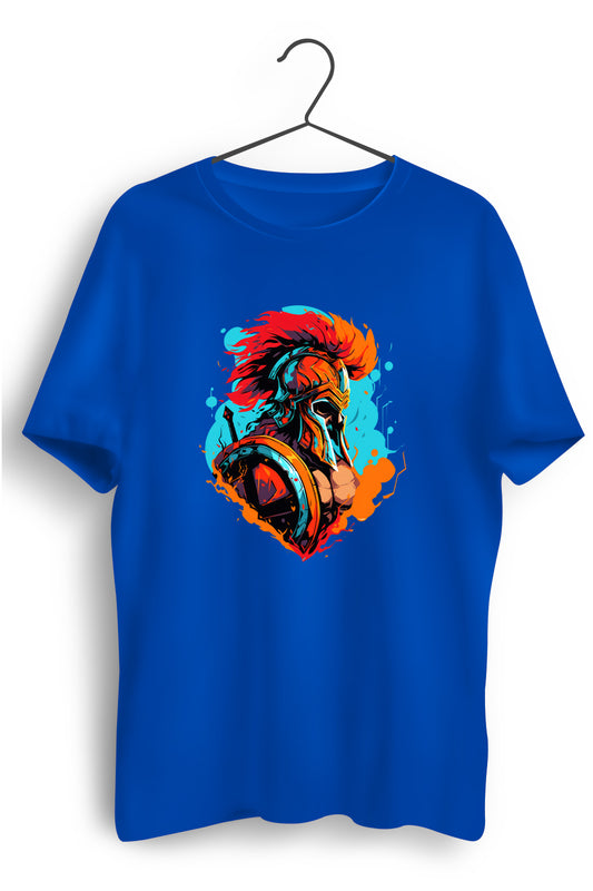 Warrior Graphic Printed Blue Tshirt