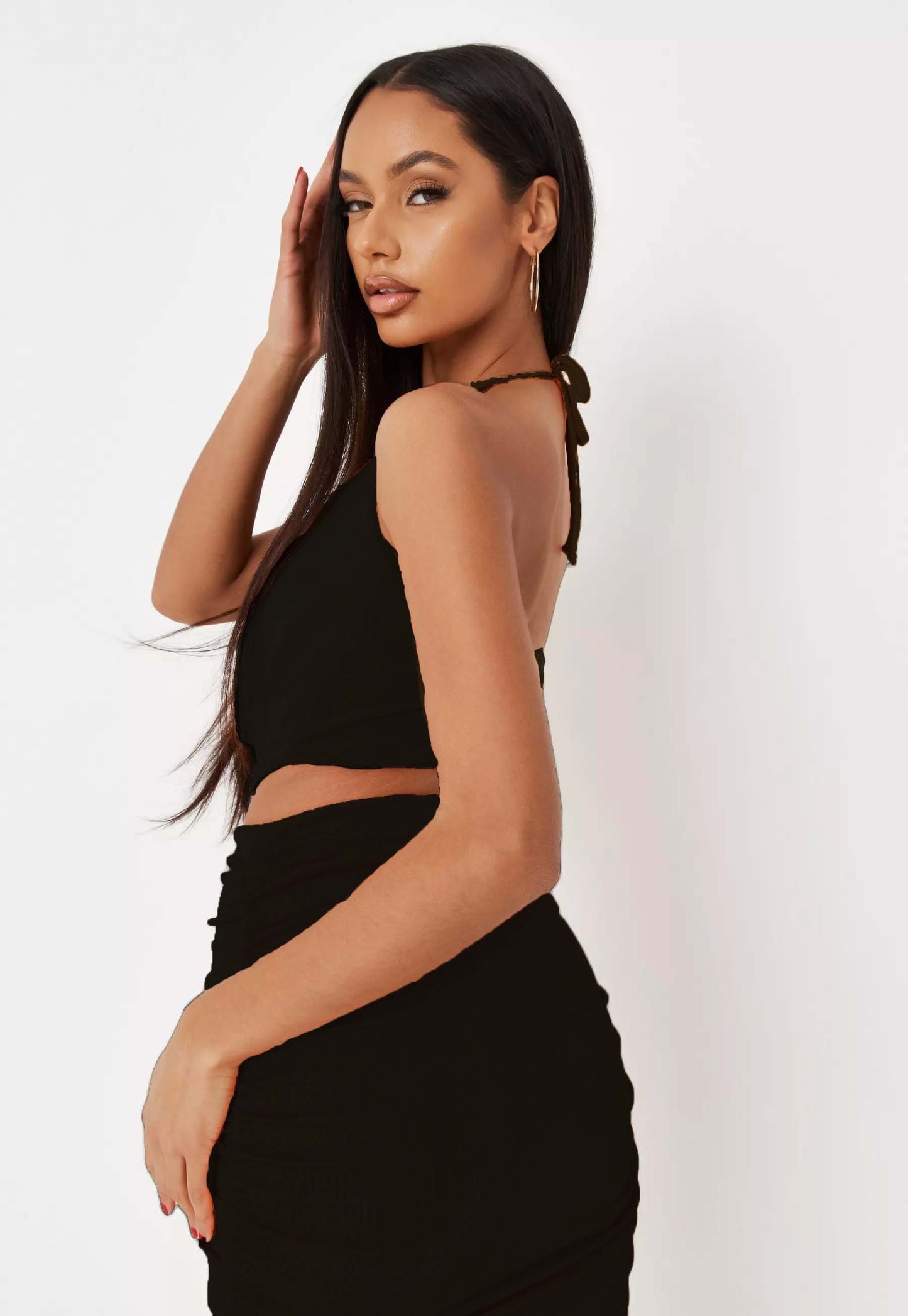 Black Poly Skirt Top Combo