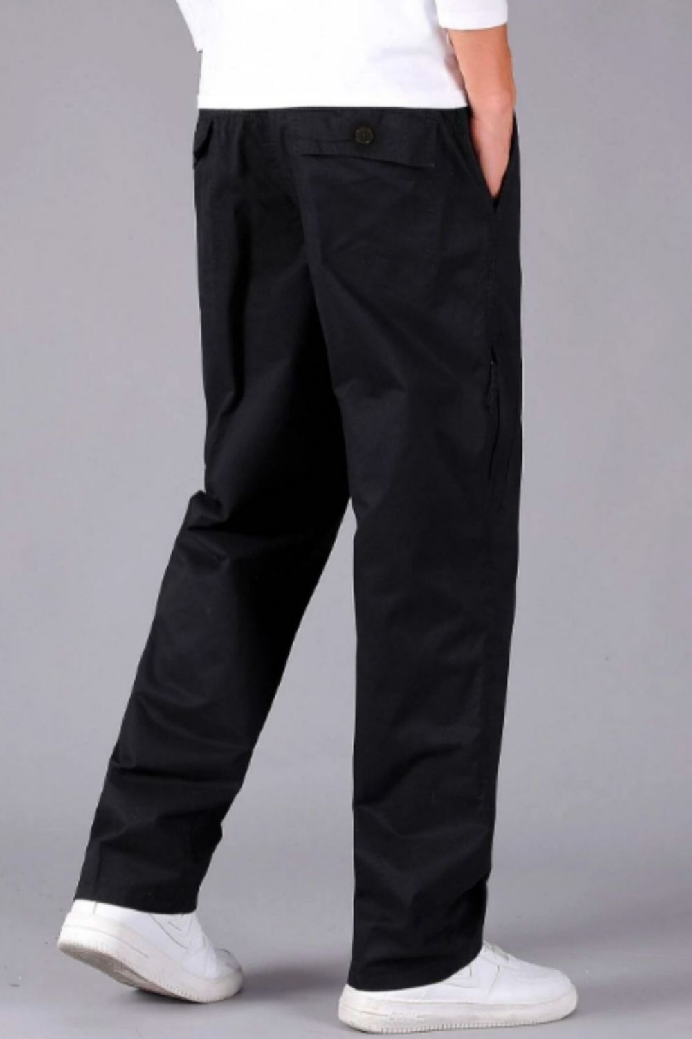 Black Solid Slant Pocket Trousers