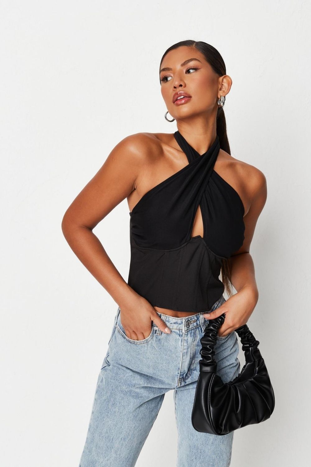 Black halter neck corset top – Styched Fashion