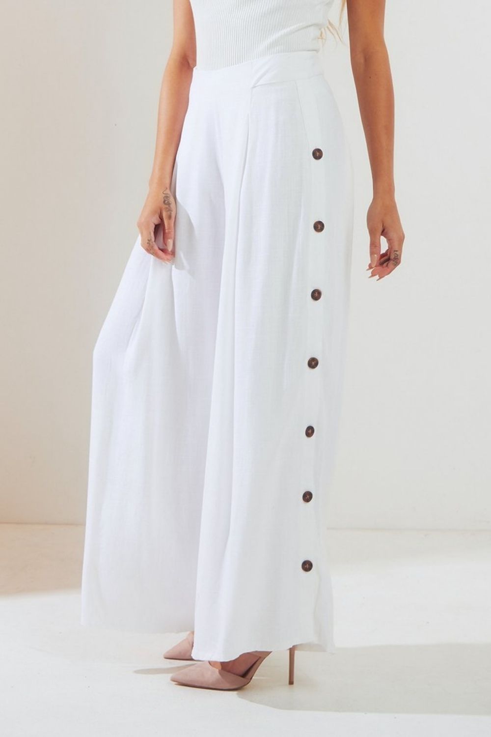 Buttons Seam Wide Leg – Styched Fashion