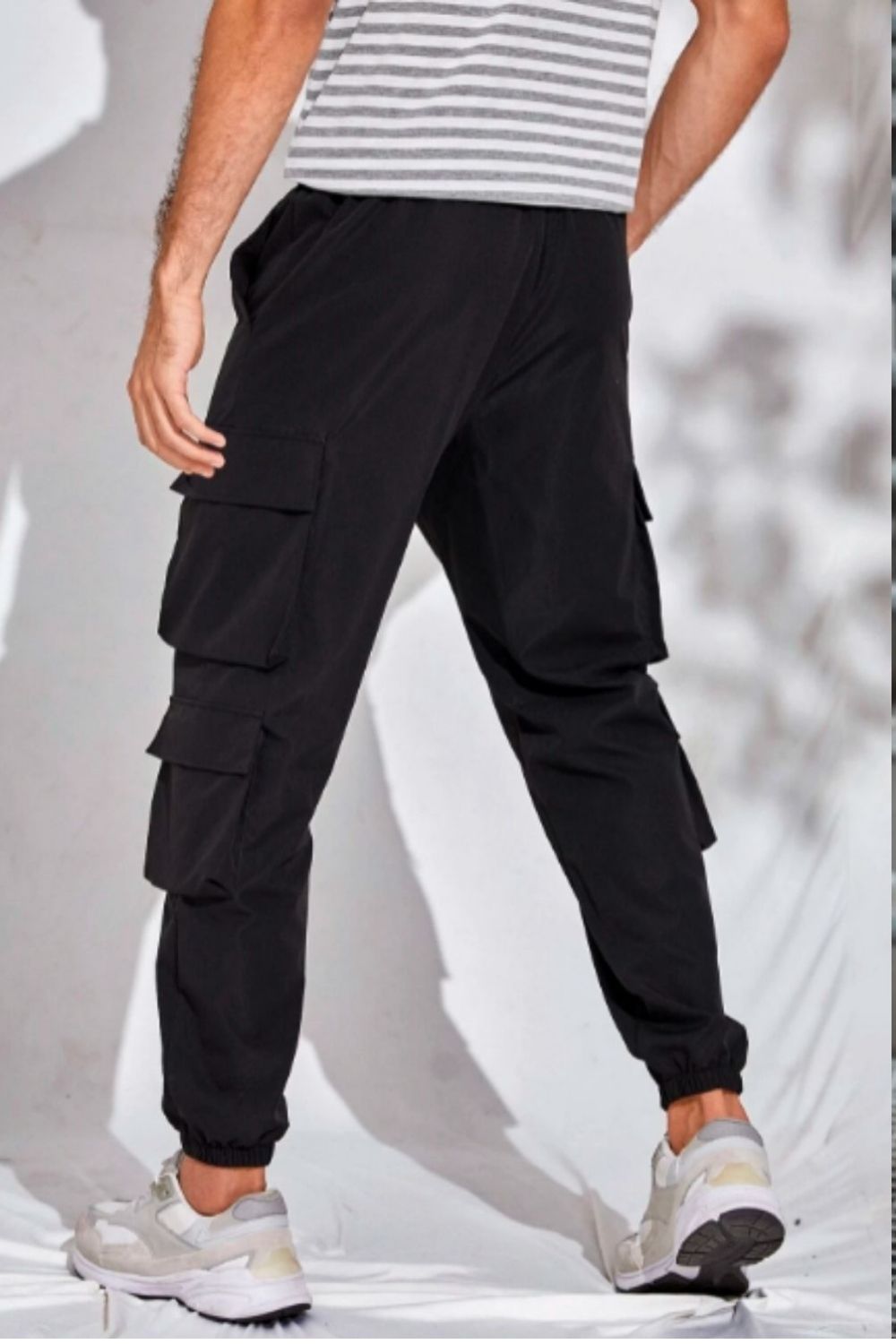 Drawstring Waist Flap Pocket Cargo Trousers