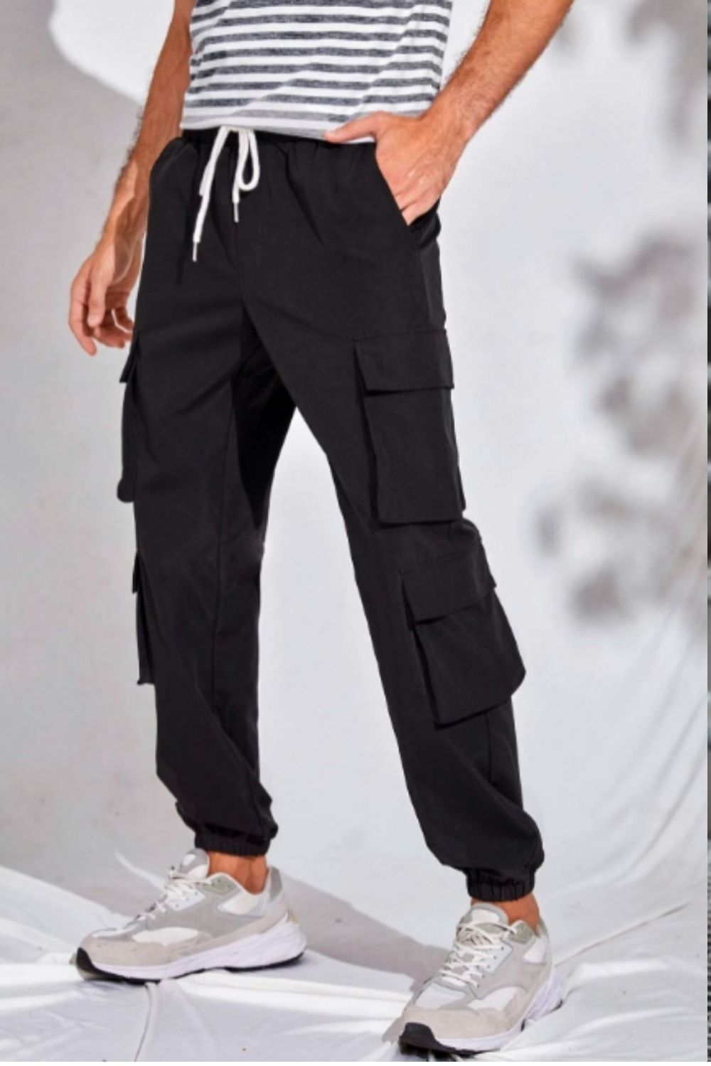 Drawstring Waist Flap Pocket Cargo Trousers – Styched Fashion