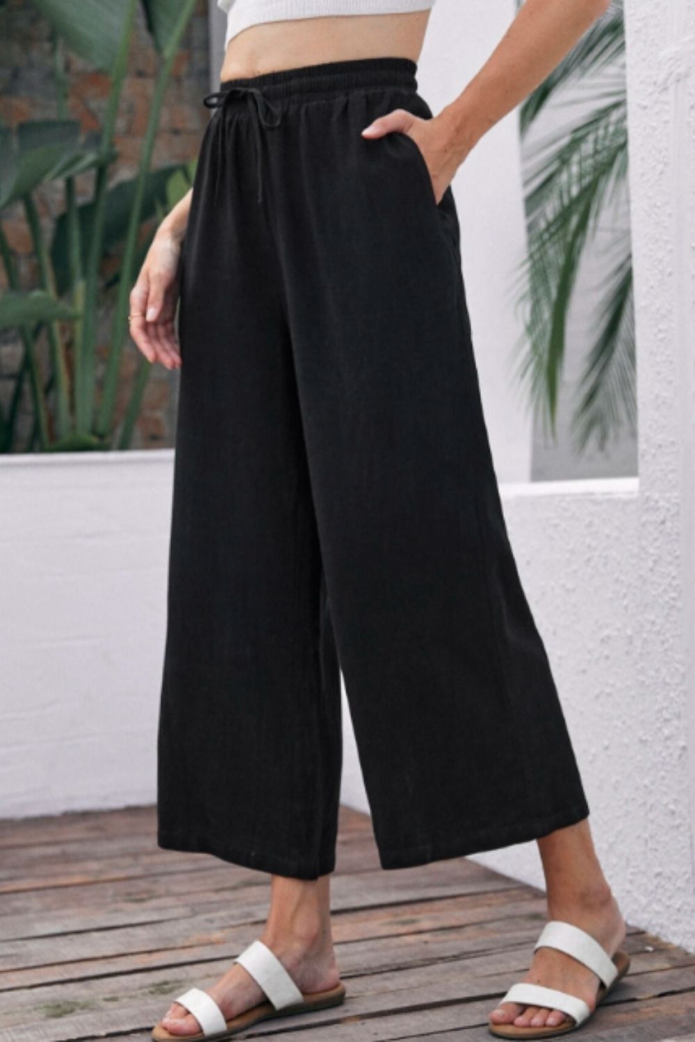 Drawstring Waist Wide Leg Sweatpants – Styched Fashion