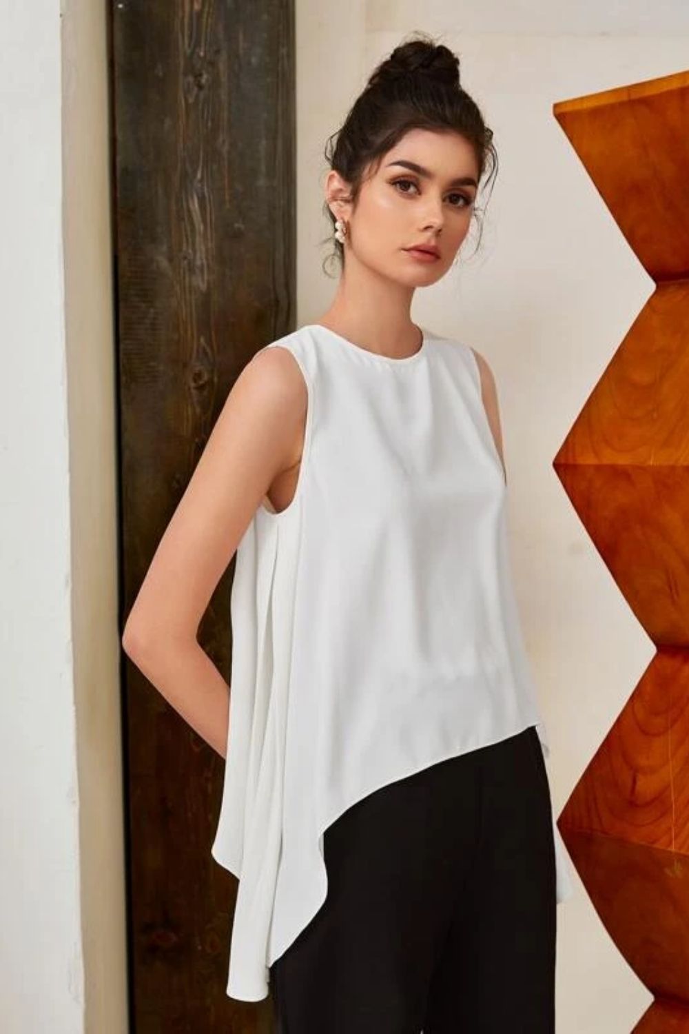 One Shoulder Sleeveless Crop Top White – Styched Fashion