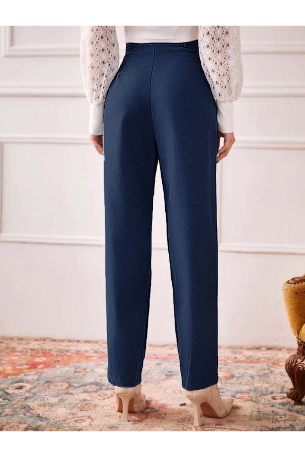 Fold Pleated Detail Denim Pants