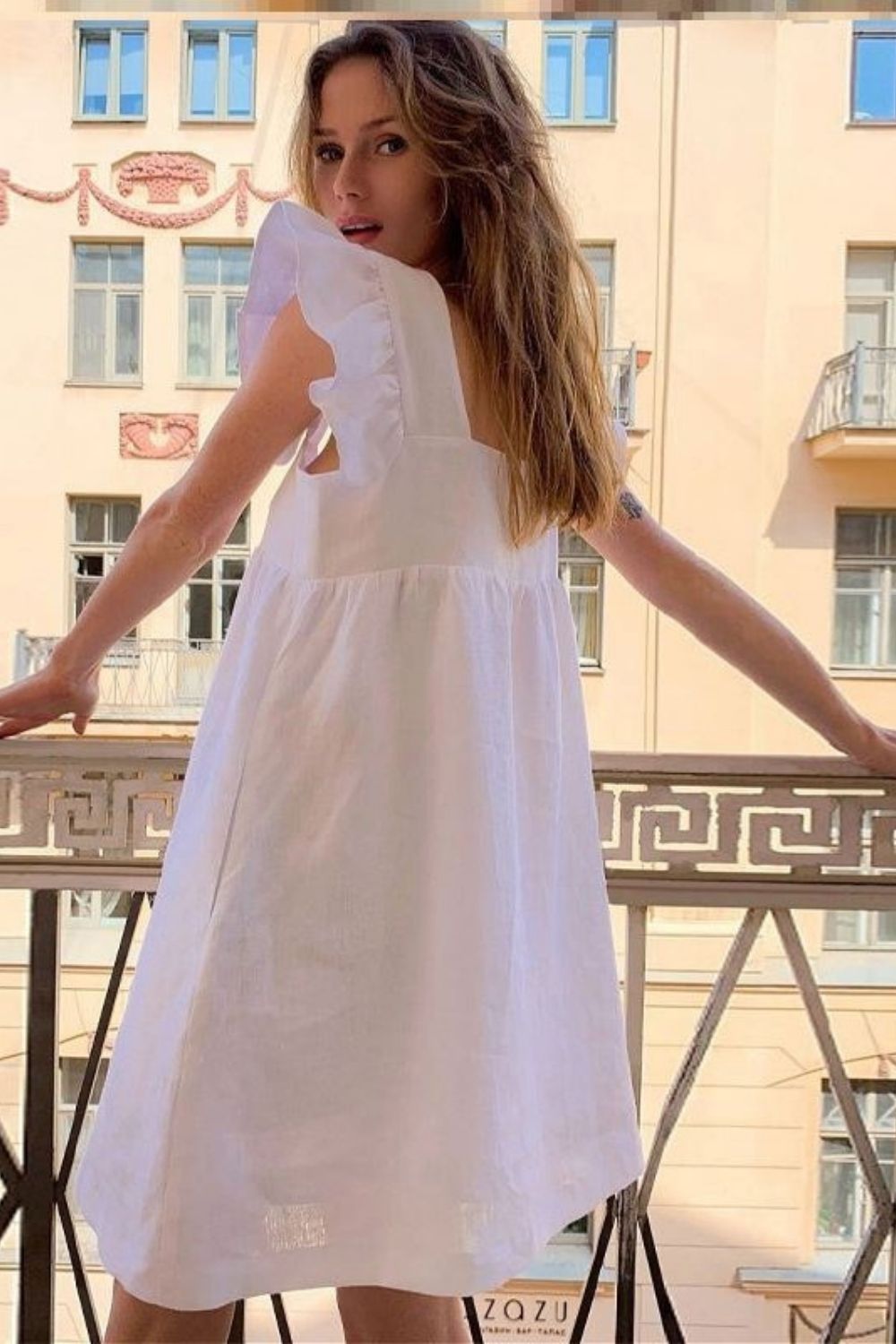 Guess White Square Neck Mini Dress