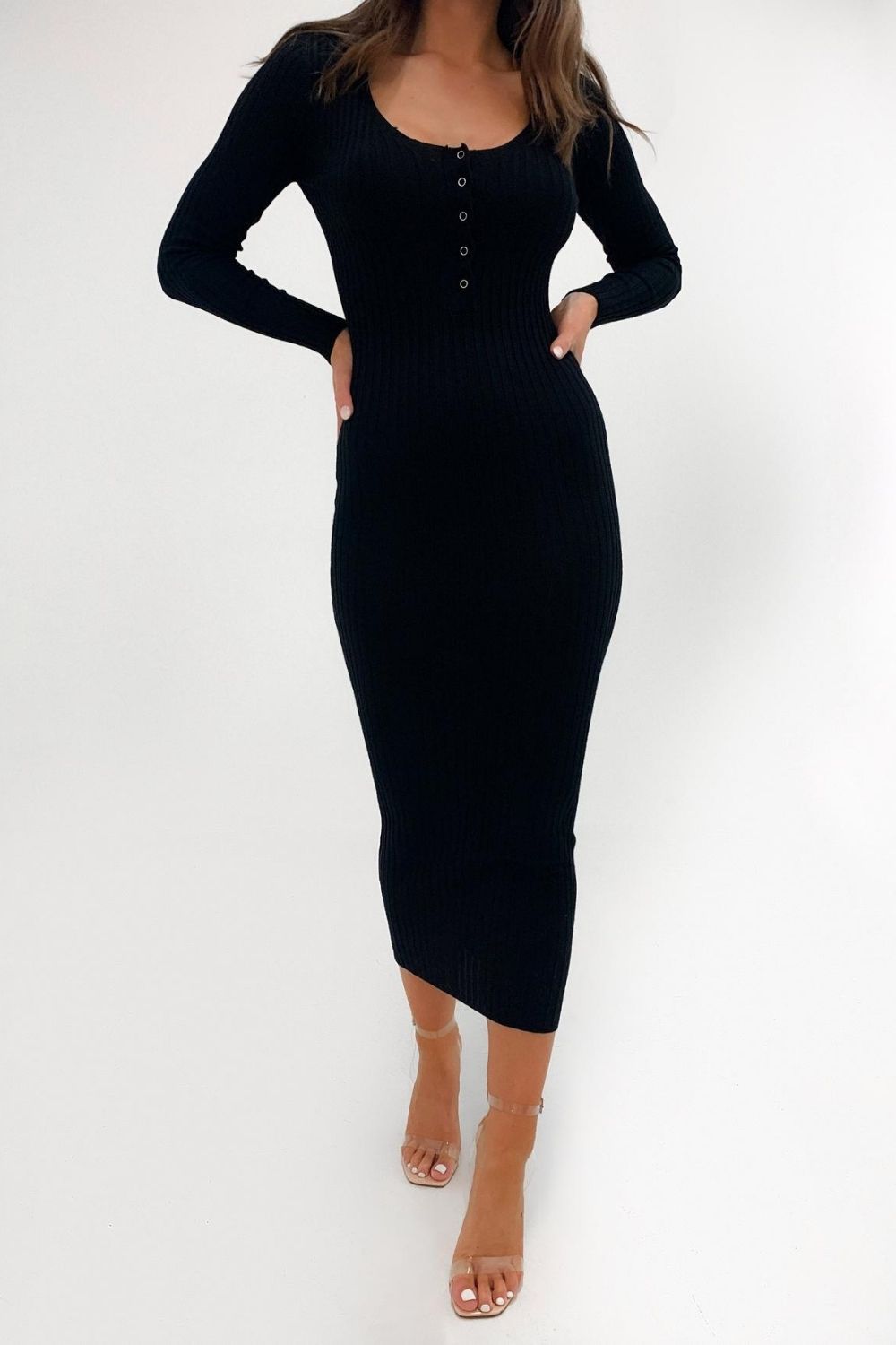 Midi Bodycon Black Dress – Styched Fashion