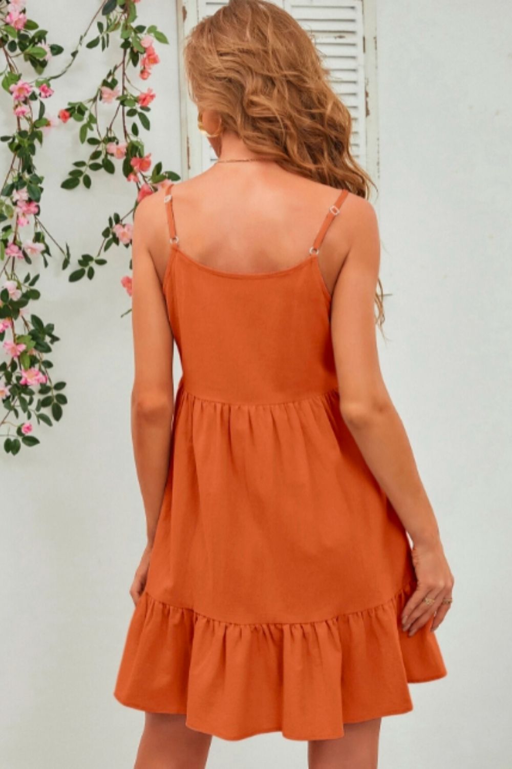Orange Ruffle Hem Cami Dress