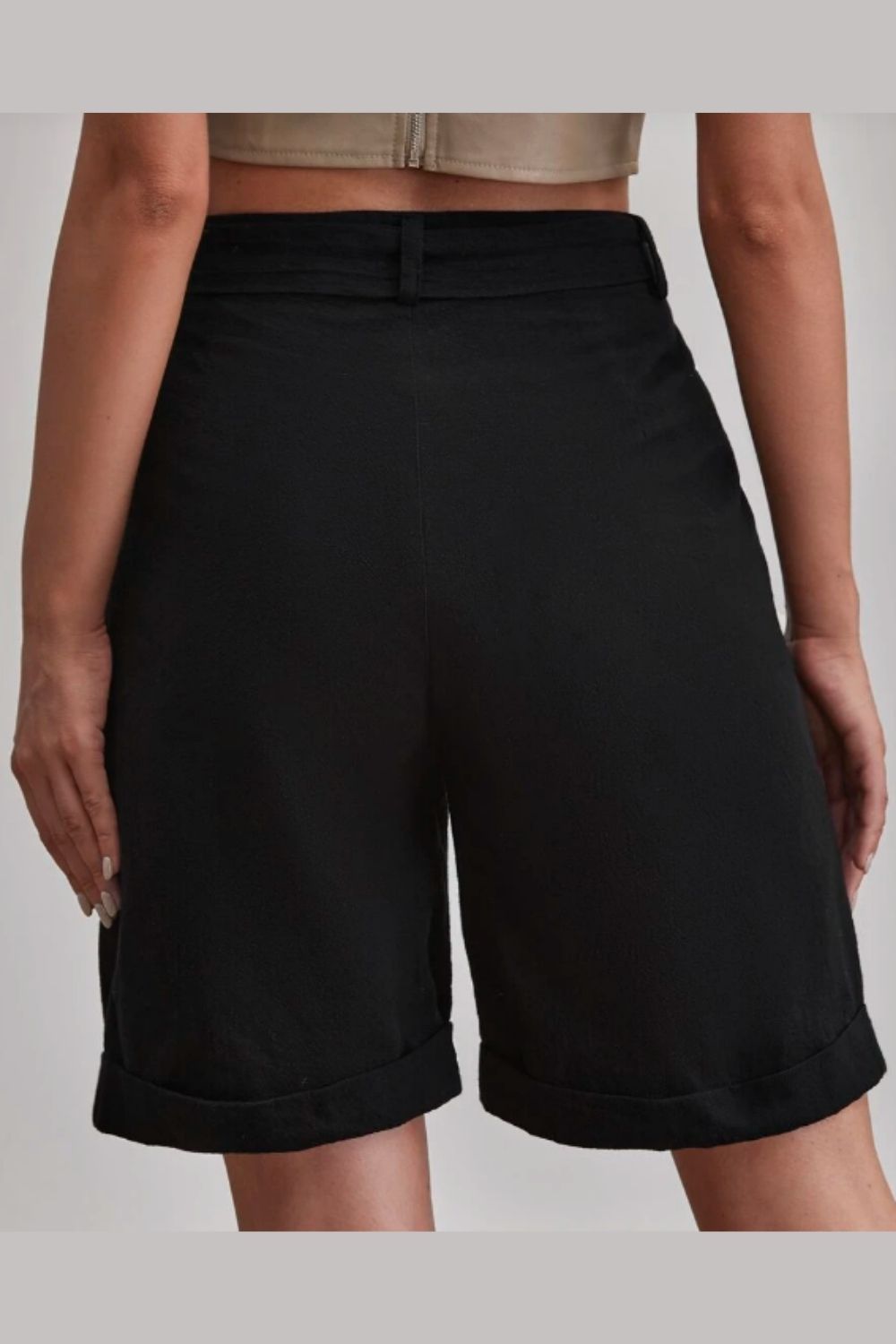 Roll Hem Bermuda Shorts Black