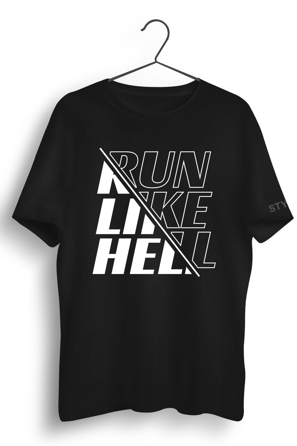 Run Like Hell White Printed Black Dry Fit Tee