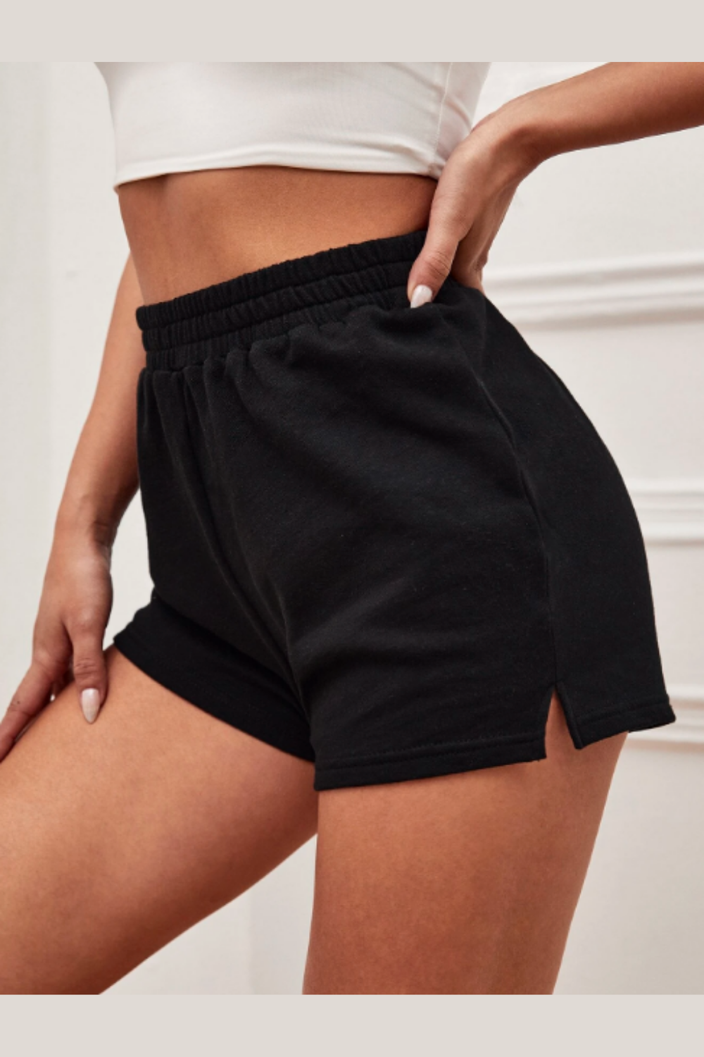 High waisted top track shorts