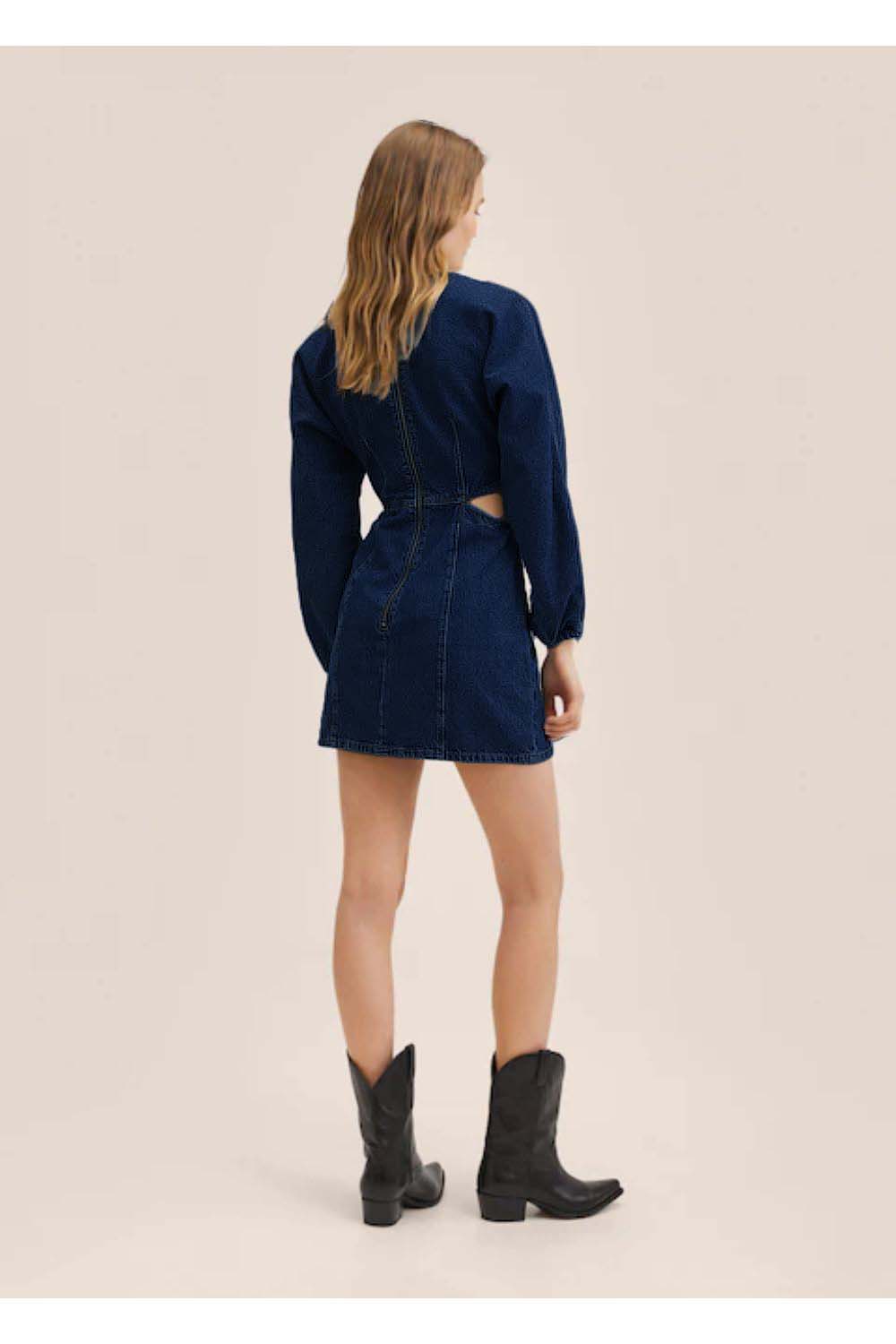 Solid Denim Cut Out Dress