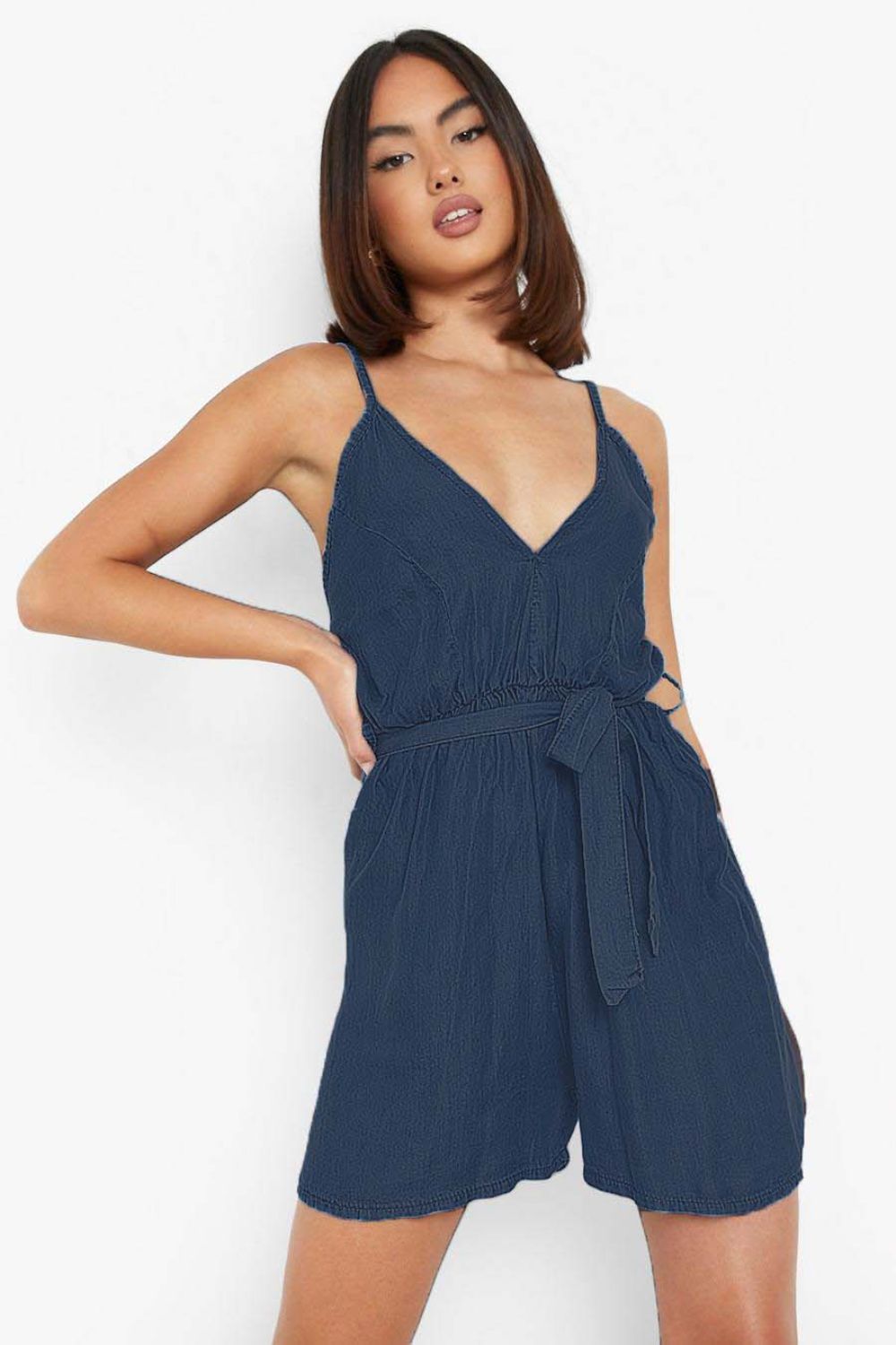 Blue Jean Romper Dress Trurendiwomens Denim Romper Dress V Neck