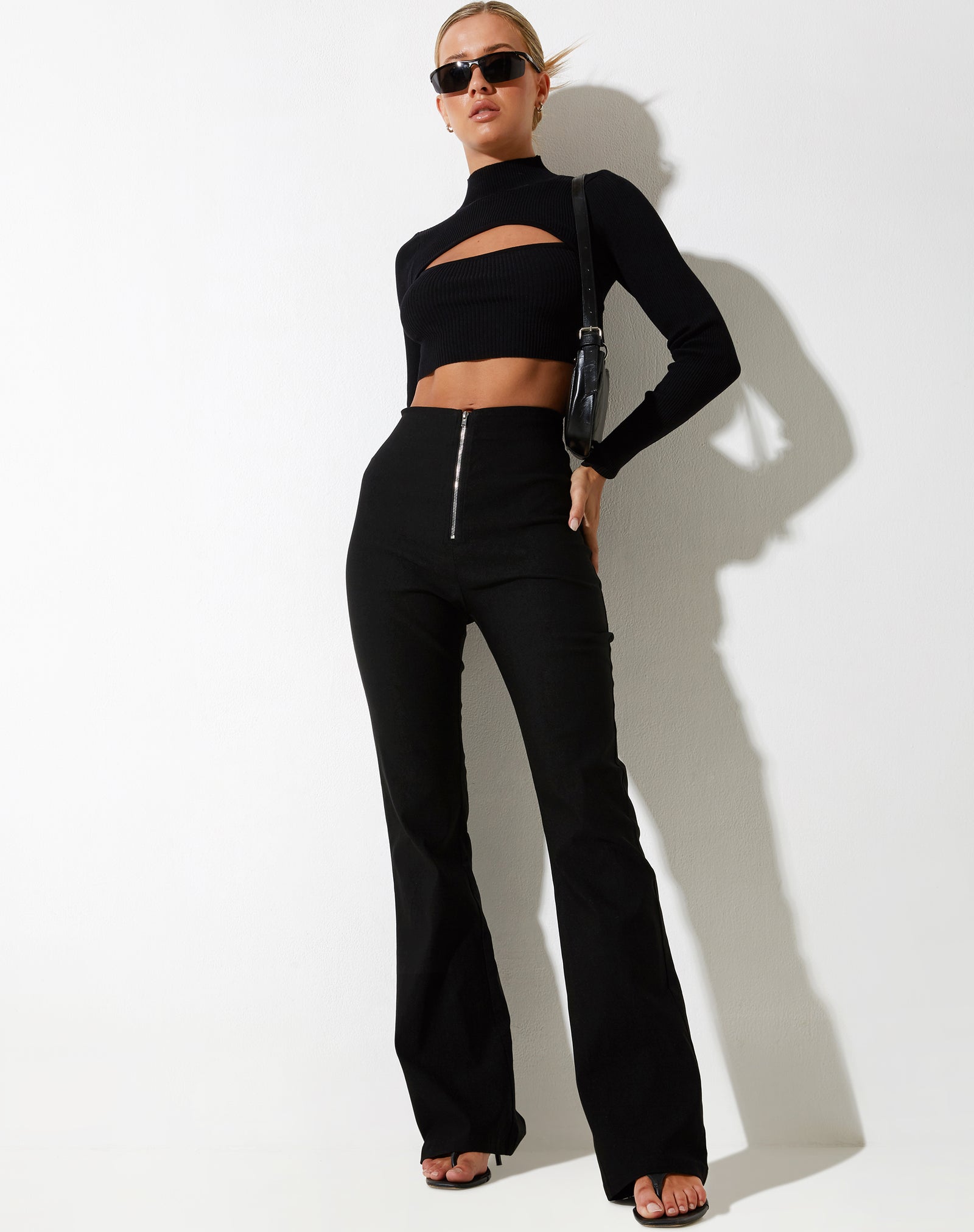 Zipper Flare Trouser In Tailoring Black – Styched Fashion