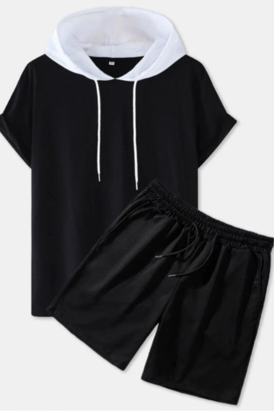 Black Shorts With White Hoodie Combo
