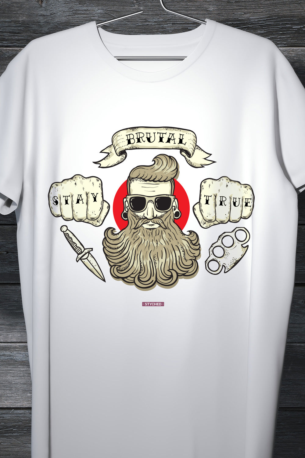 Brutal - Stay True Gangsta Tee White Casual Round Neck