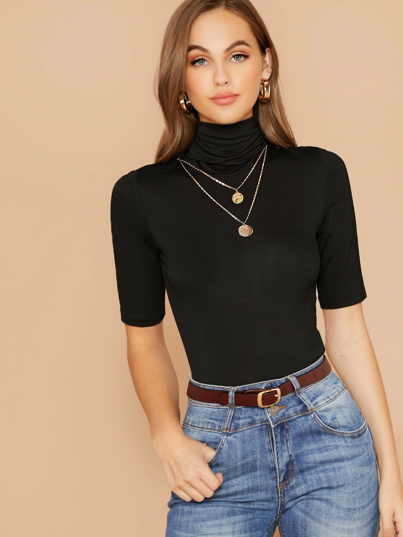 High neck half sleeve top – Styched Fashion