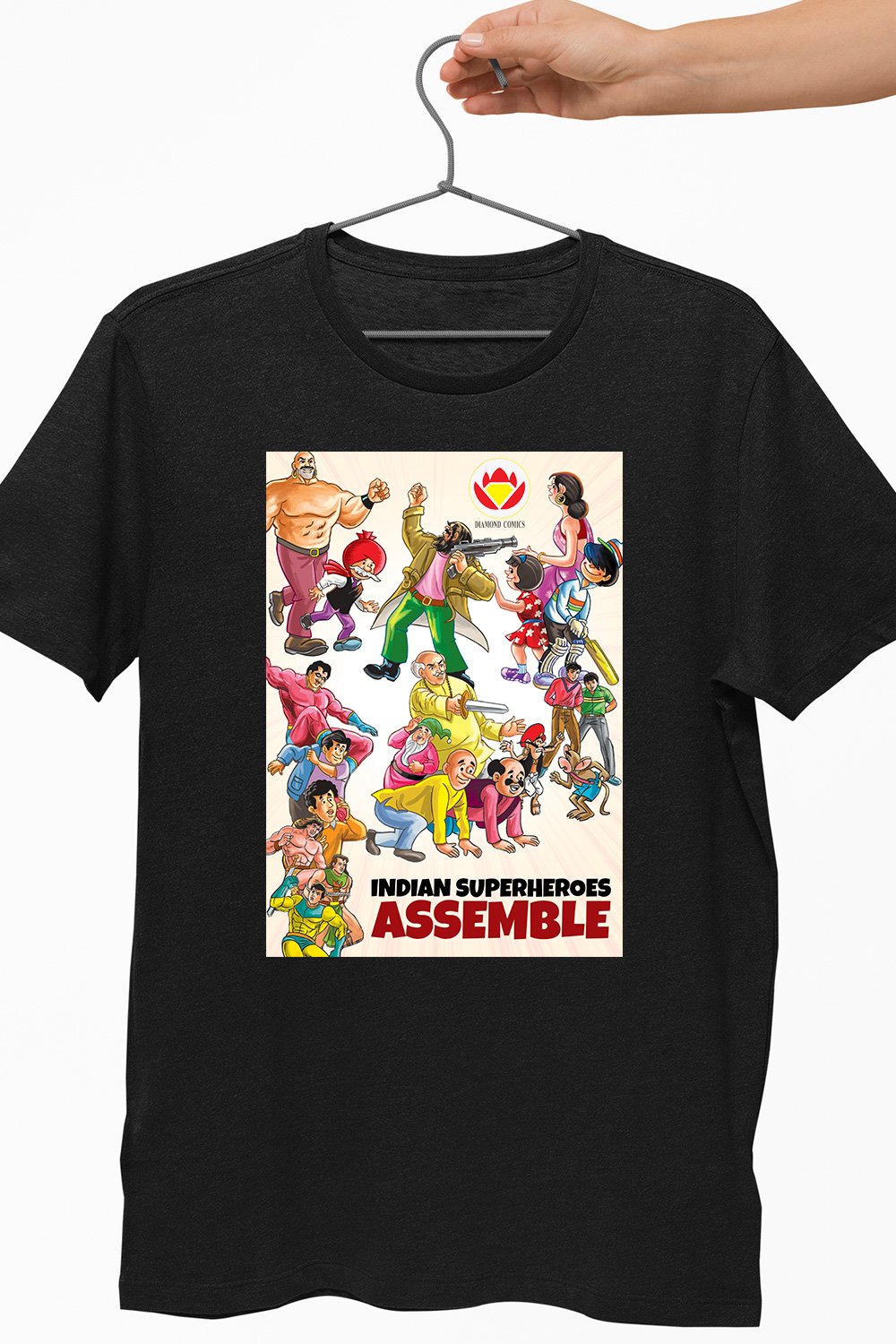 Indian Superheroes Assemble Black Tshirt