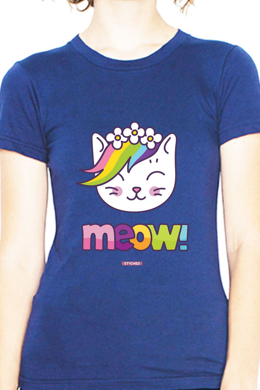 Meow - Quirky Graphic Printed Womens Tee