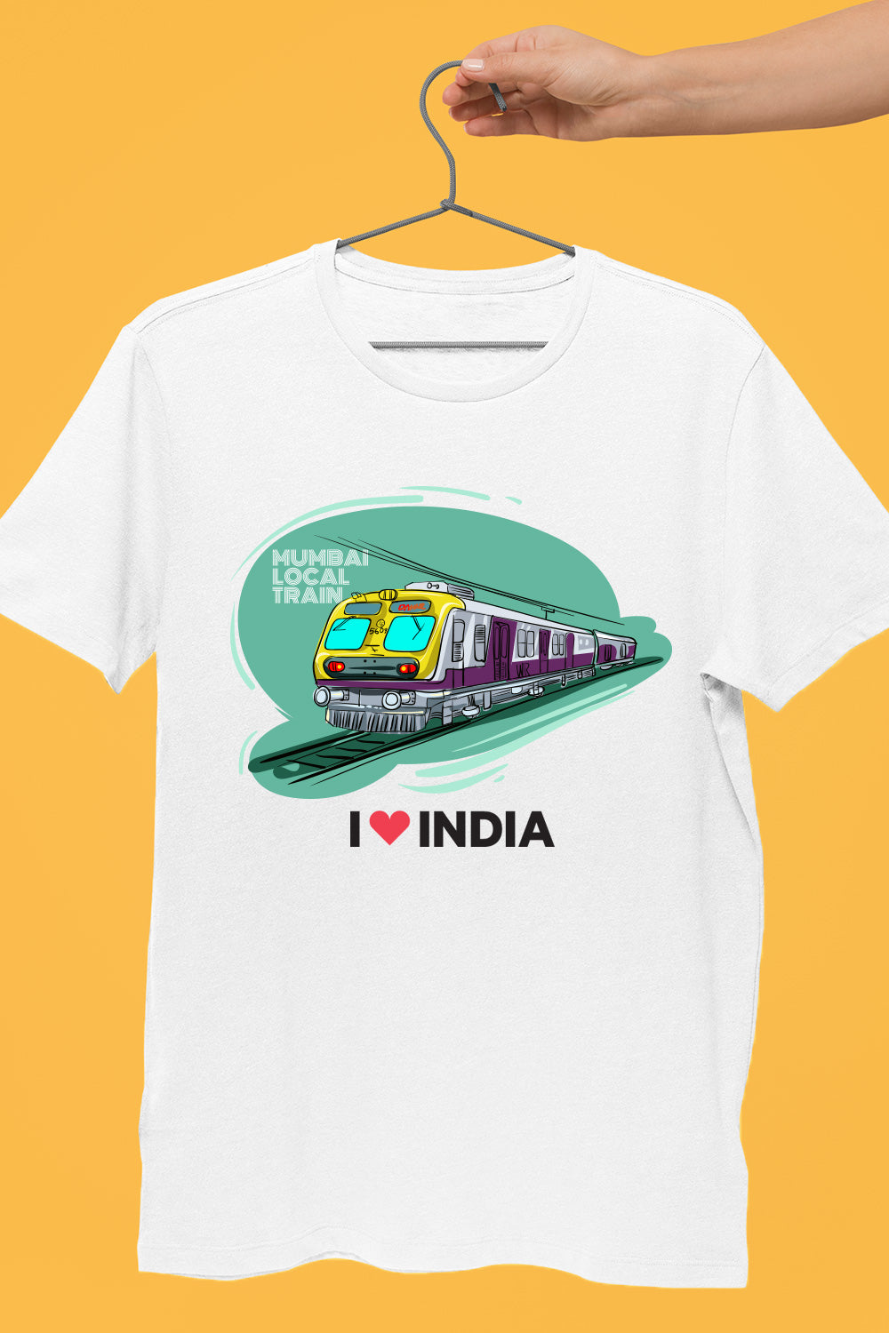Mumbai Local Styched in India Graphic T-Shirt White Color