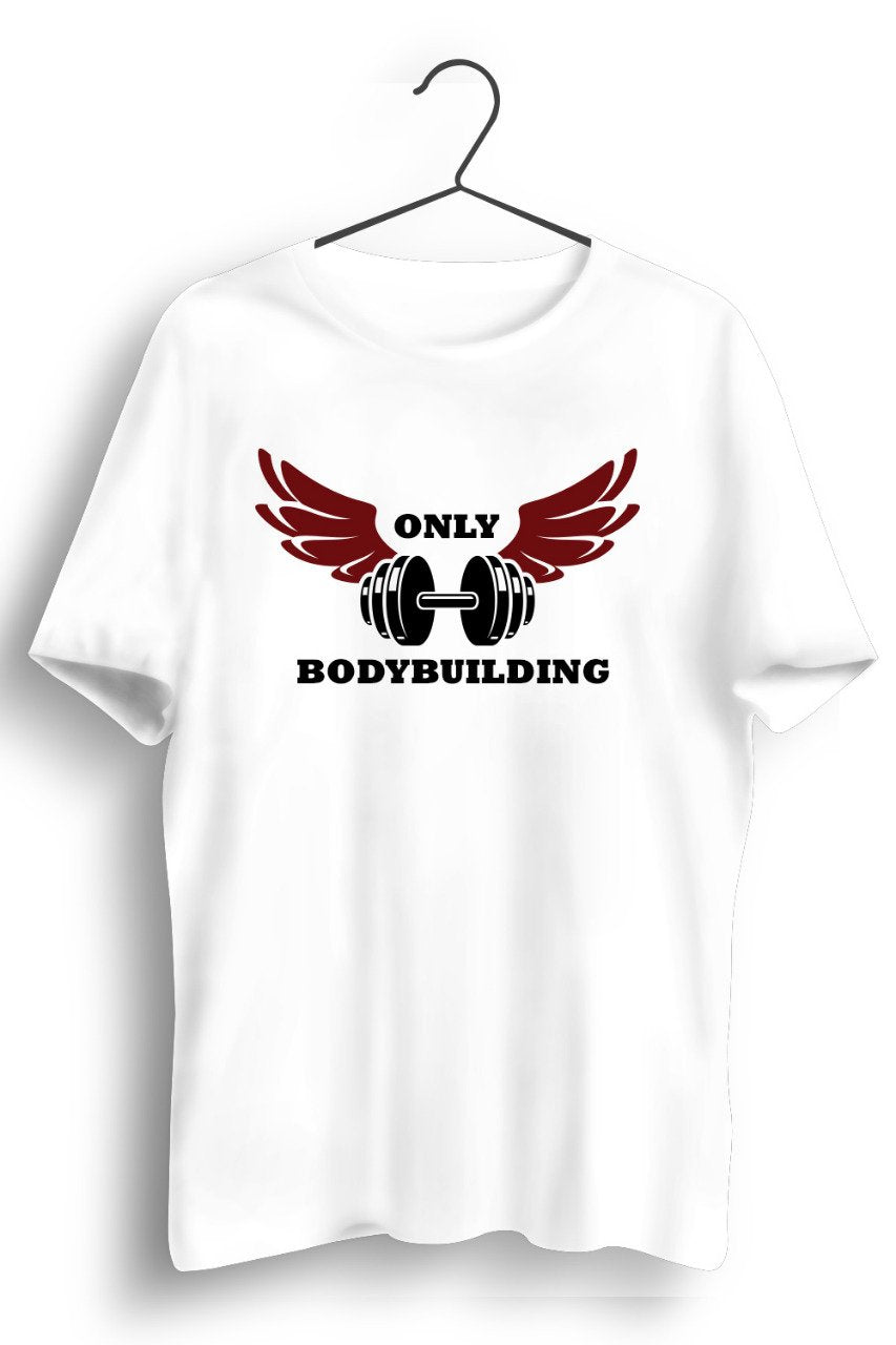 Only Body Building Horizontal Dumbbell Print White Tshirt