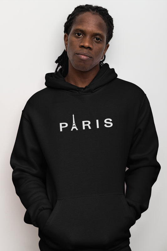 Paris Premium Non Zipper Black Hoodie