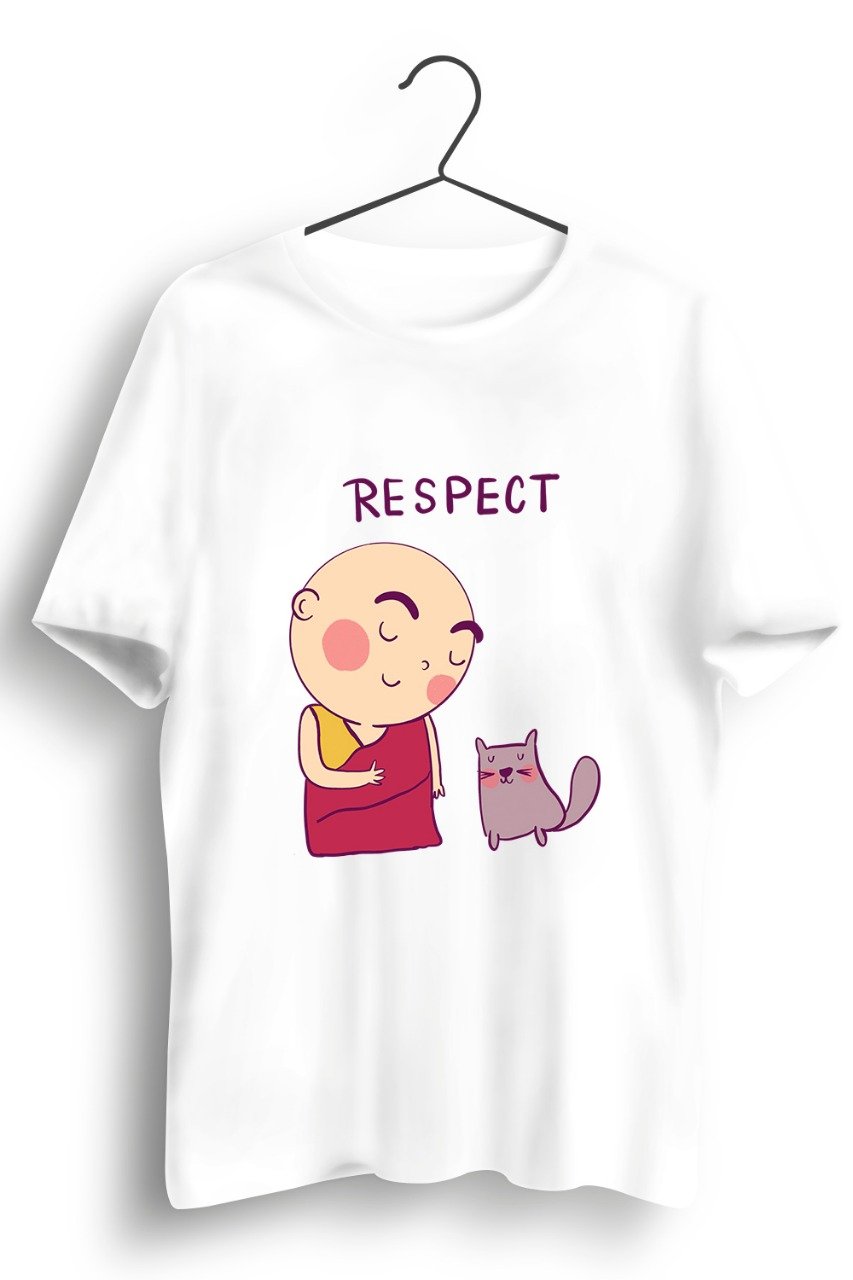 Respectful Monk Graphic Printed White Tshirt
